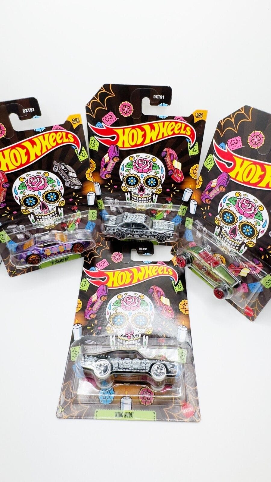 New Hot Wheels 2023 Halloween Dia De Los Muertos - 4 Cars Set